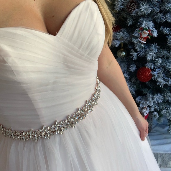 Strapless blush pink gown from David’s bridal. Worn once - Picture 7 of 12